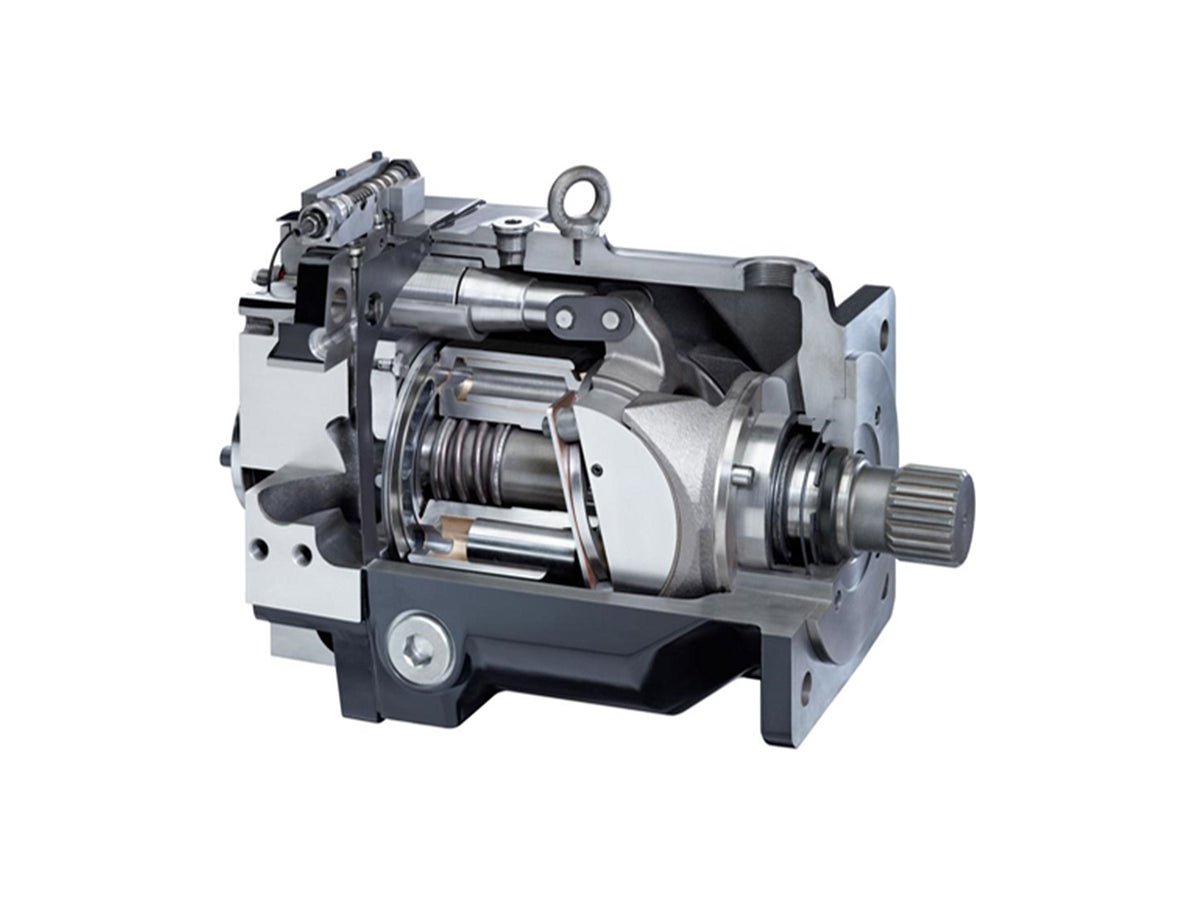 Cross-section of the bent axis piston pump used in HydTec's hydraulic power unit for EDTAB's electrical test system.