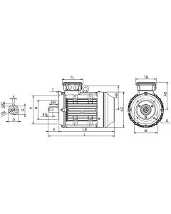 IE4 Electric motor 2,2 kW 230VD/400VY 50 Hz 1000 RPM 6061120300